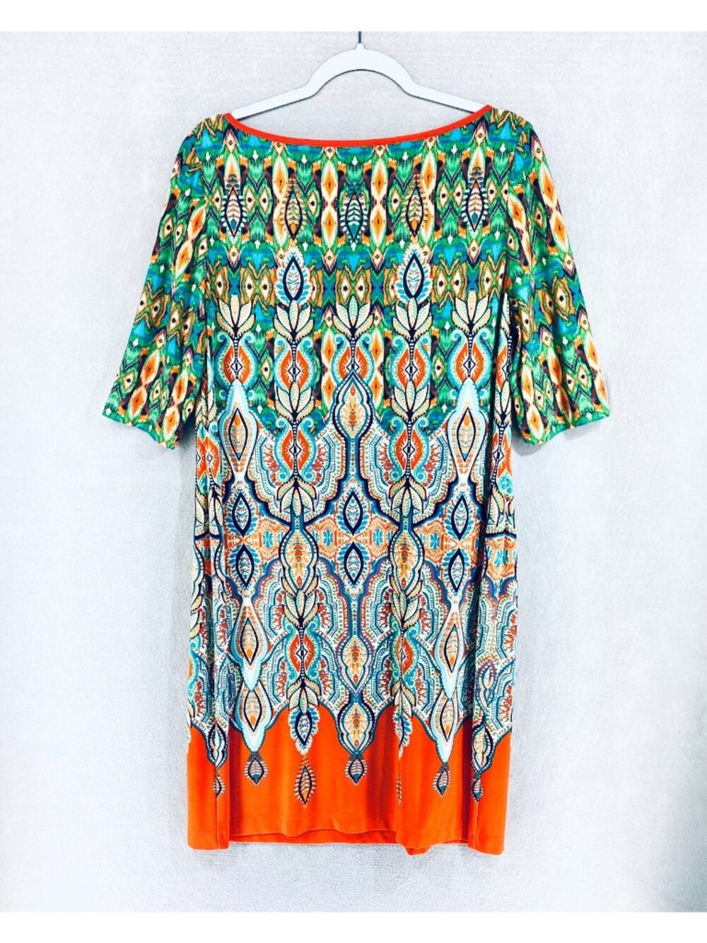 Eliza J Dress Womens 14 Multicolor Stretch Pullover Diamond Sheath Quiet Luxury - Picture 6 of 13